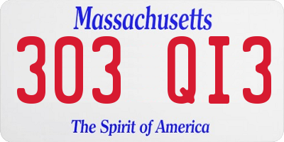 MA license plate 303QI3