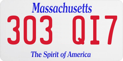 MA license plate 303QI7