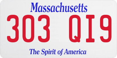 MA license plate 303QI9