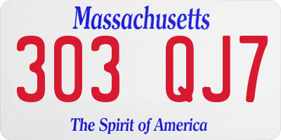 MA license plate 303QJ7