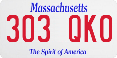 MA license plate 303QK0