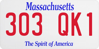 MA license plate 303QK1