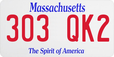 MA license plate 303QK2