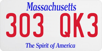 MA license plate 303QK3