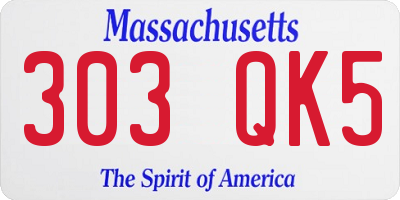 MA license plate 303QK5