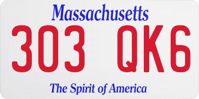 MA license plate 303QK6