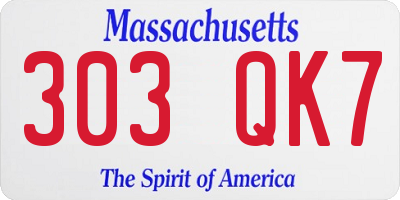 MA license plate 303QK7
