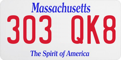 MA license plate 303QK8