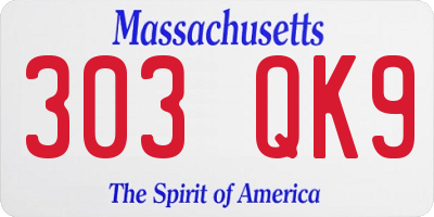 MA license plate 303QK9