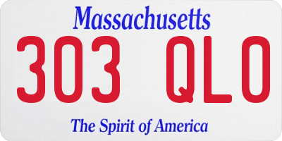 MA license plate 303QL0