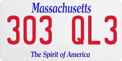 MA license plate 303QL3