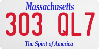 MA license plate 303QL7