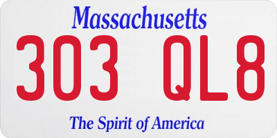 MA license plate 303QL8