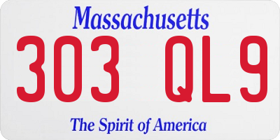 MA license plate 303QL9