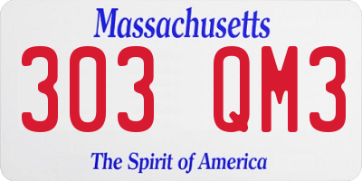 MA license plate 303QM3