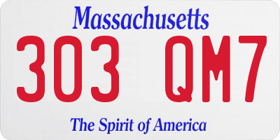 MA license plate 303QM7