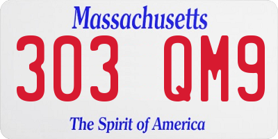 MA license plate 303QM9
