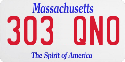 MA license plate 303QN0
