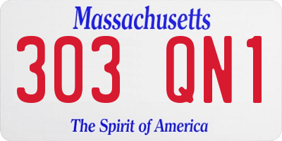 MA license plate 303QN1