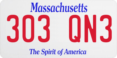 MA license plate 303QN3