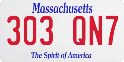 MA license plate 303QN7