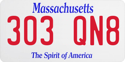 MA license plate 303QN8