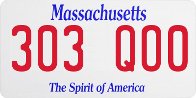 MA license plate 303QO0