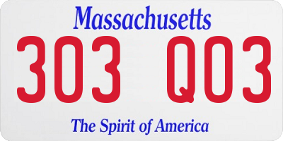 MA license plate 303QO3