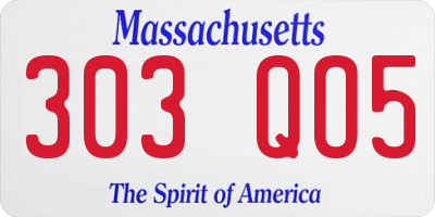 MA license plate 303QO5