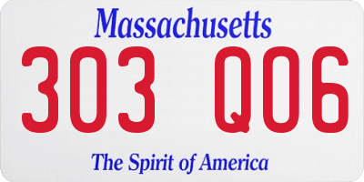 MA license plate 303QO6
