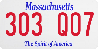 MA license plate 303QO7