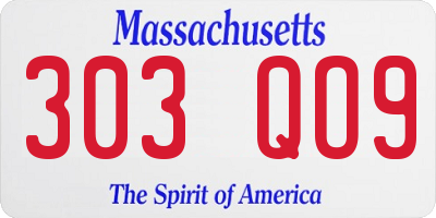 MA license plate 303QO9
