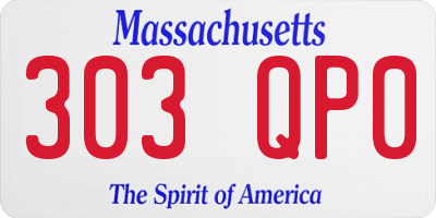 MA license plate 303QP0