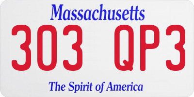 MA license plate 303QP3