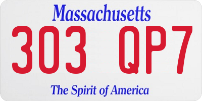 MA license plate 303QP7