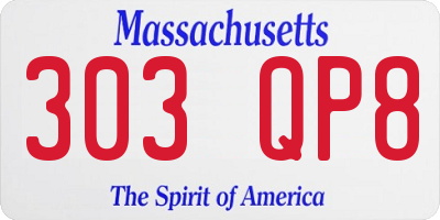 MA license plate 303QP8