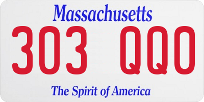MA license plate 303QQ0