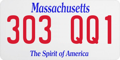 MA license plate 303QQ1