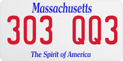 MA license plate 303QQ3