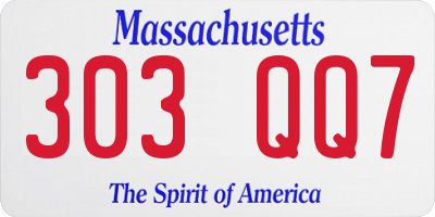 MA license plate 303QQ7