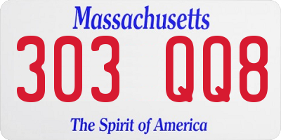 MA license plate 303QQ8