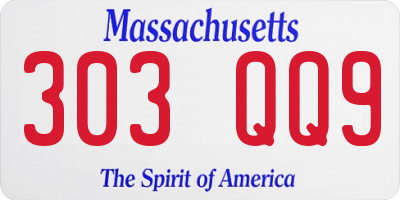 MA license plate 303QQ9
