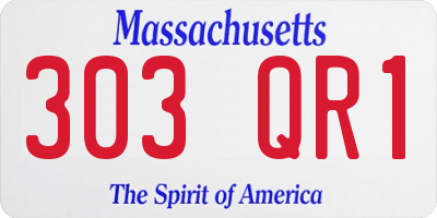 MA license plate 303QR1