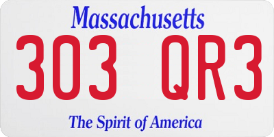 MA license plate 303QR3