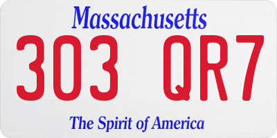 MA license plate 303QR7