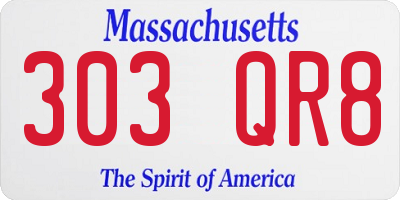 MA license plate 303QR8
