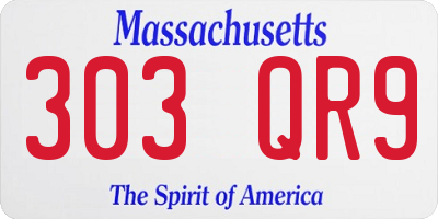 MA license plate 303QR9