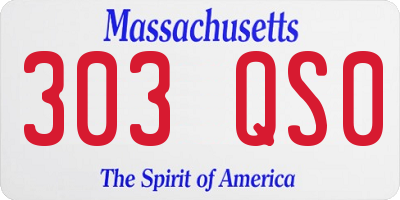 MA license plate 303QS0