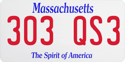 MA license plate 303QS3