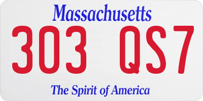 MA license plate 303QS7